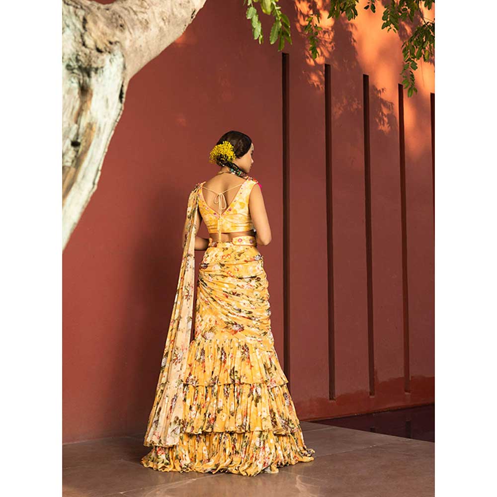 KALISTA Inaya Pre Draped Lehenga Saree with Stitched Blouse