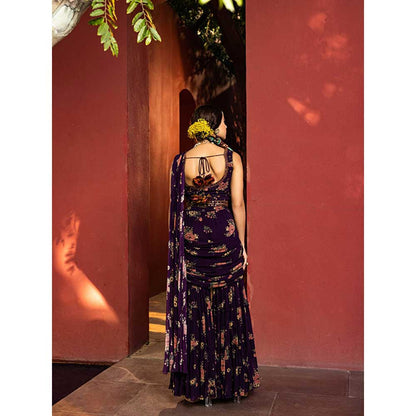 KALISTA Arisha Pre Draped Gharara Saree with Stitched Blouse