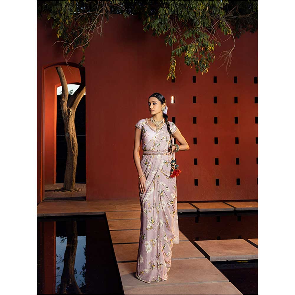 KALISTA Kiara Pre Draped Saree with Stitched Blouse