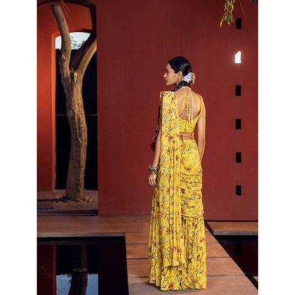 KALISTA Aksa Pre Draped Gharara Saree with Stitched Blouse