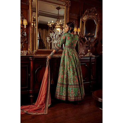 KALISTA Bageecha Sea Green Peacock Anarkali Set (Set of 2)