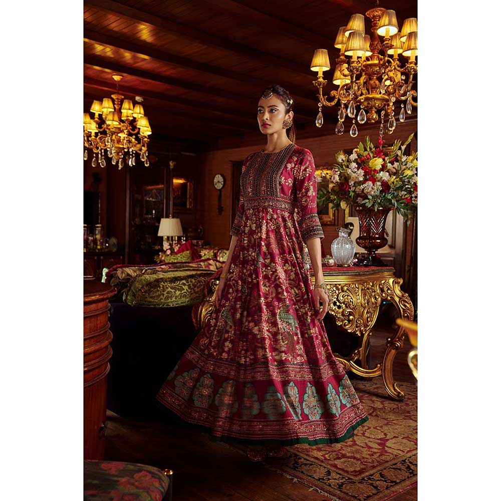 KALISTA Bageecha Peacock Anarkali Set (Set of 2)