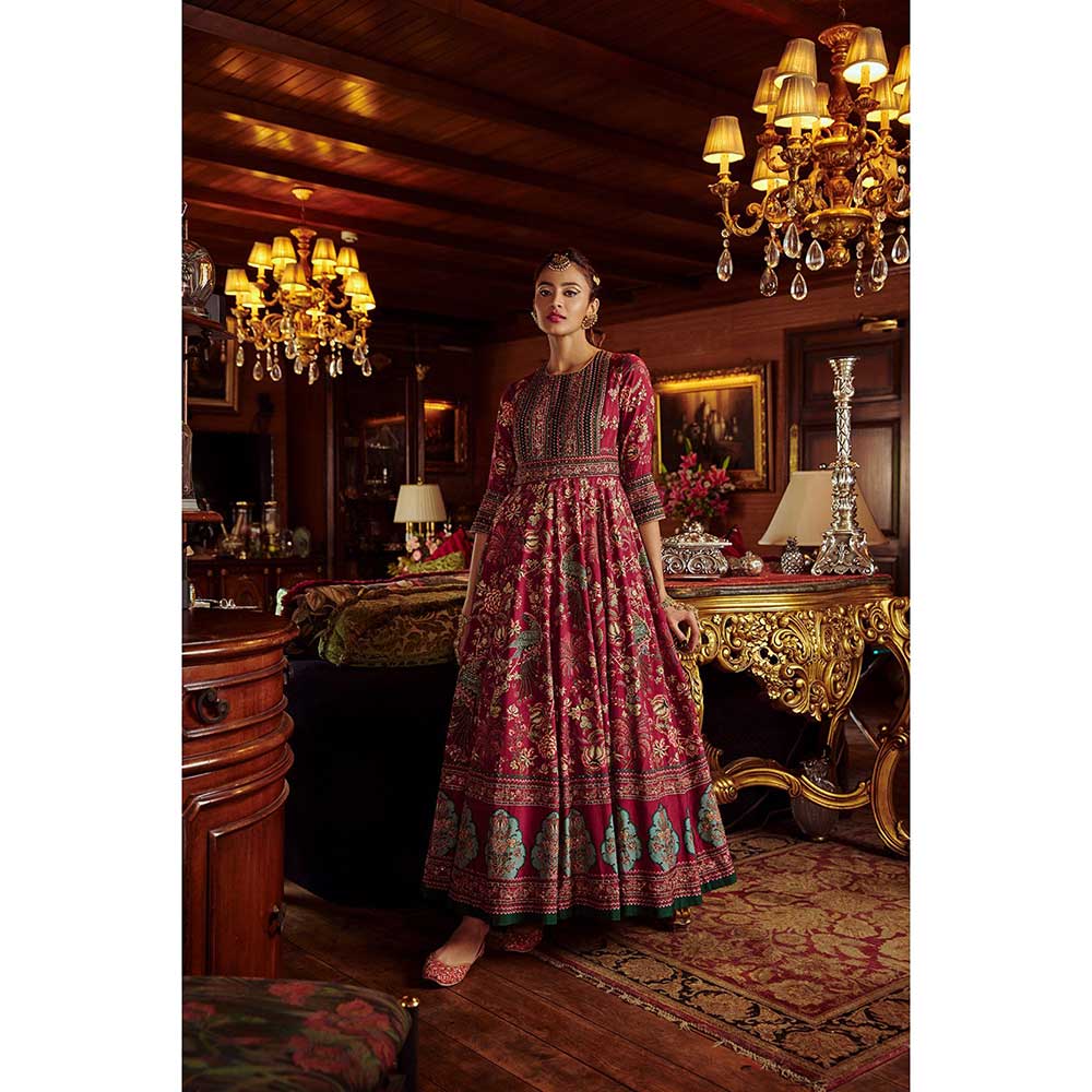 KALISTA Bageecha Peacock Anarkali Set (Set of 2)