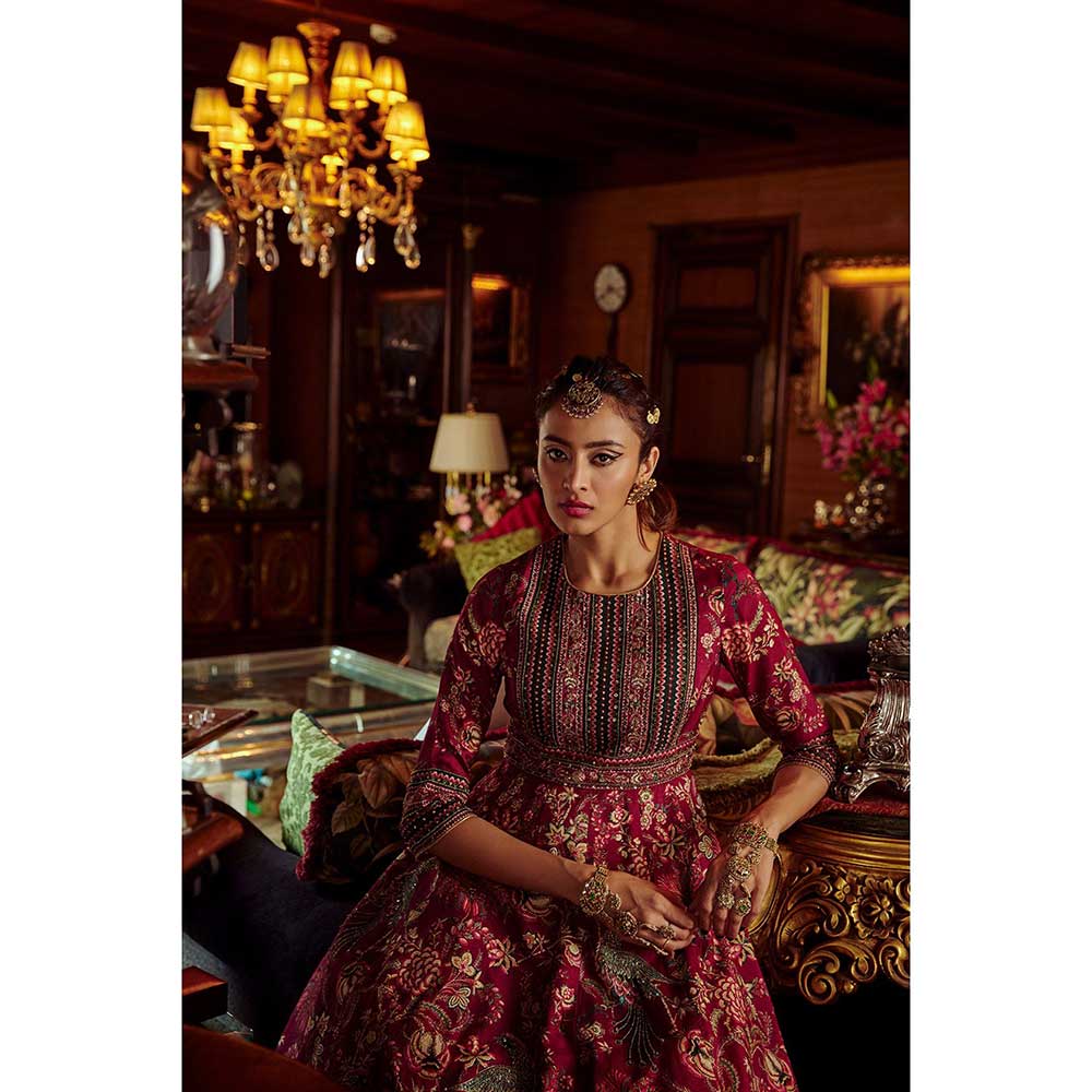 KALISTA Bageecha Peacock Anarkali Set (Set of 2)