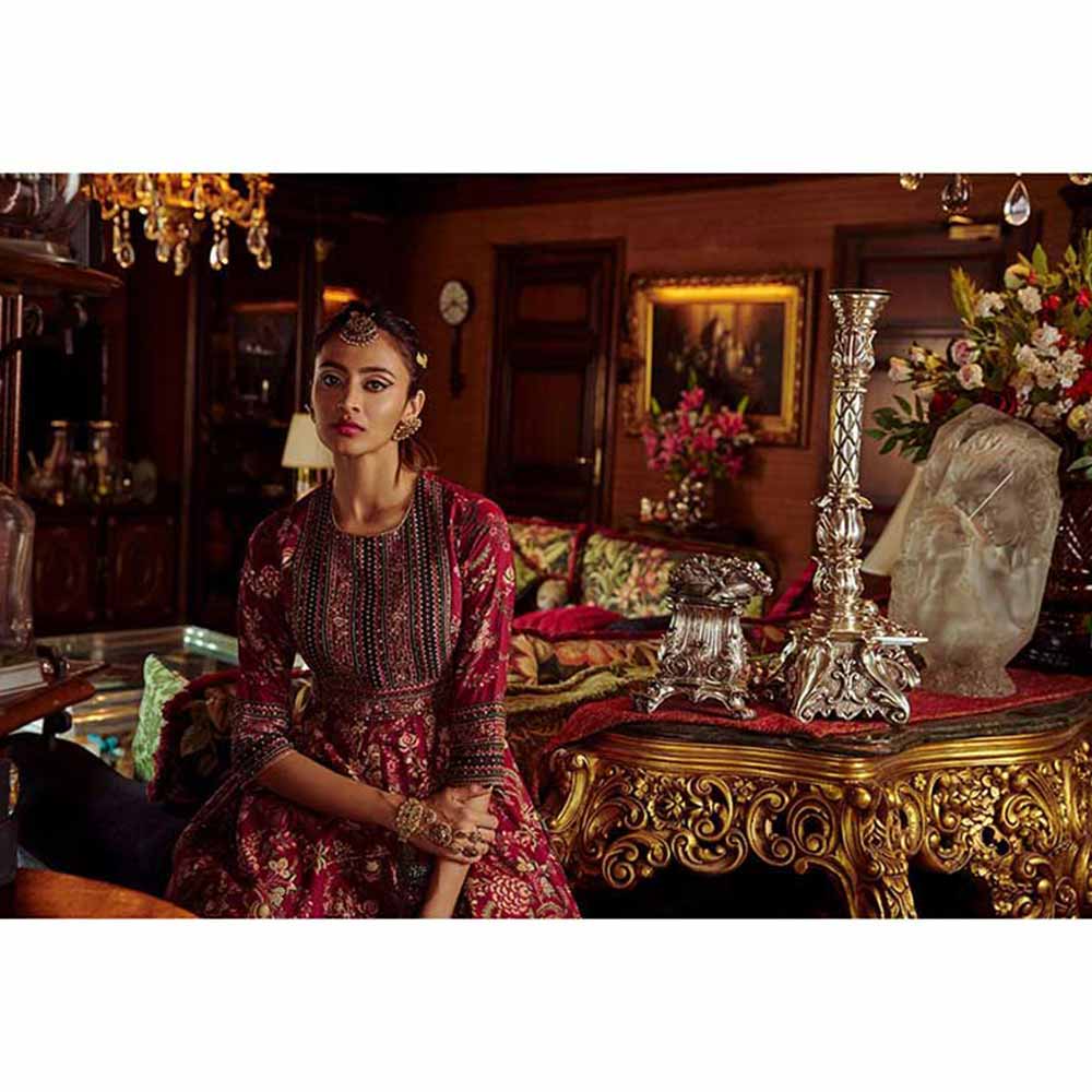 KALISTA Bageecha Peacock Anarkali Set (Set of 2)