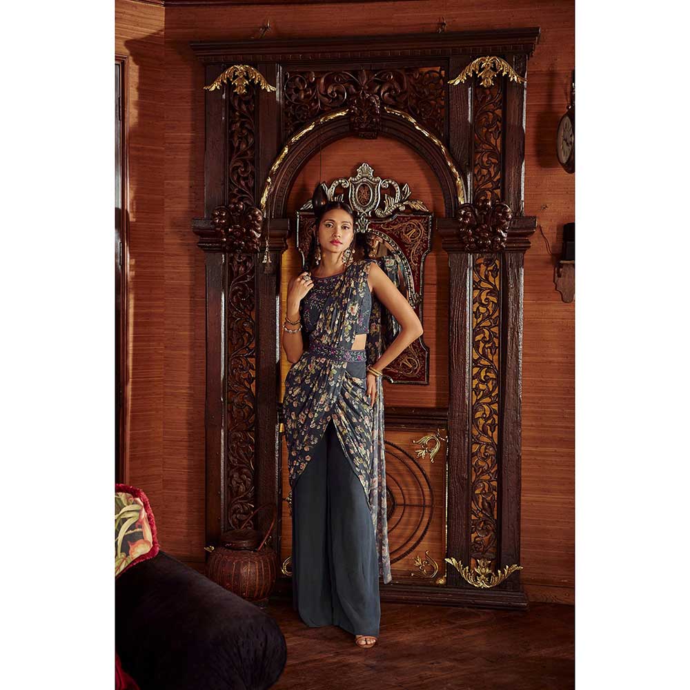 KALISTA Saisha Pre-Draped Pant Saree with Stitched