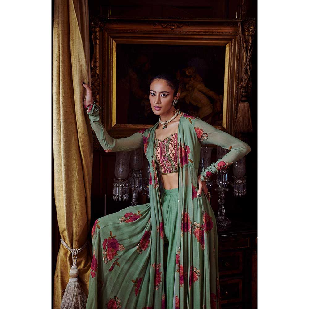 KALISTA Mihira Cape With Bustier & Palazzo Pant (Set of 3)