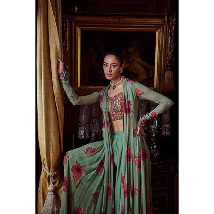 KALISTA Mihira Cape With Bustier & Palazzo Pant (Set of 3)