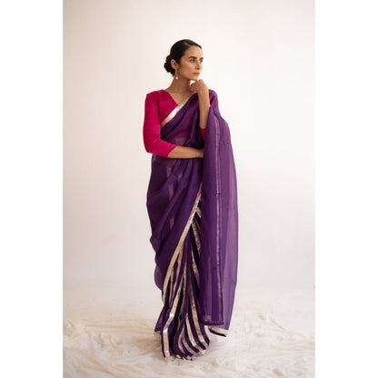 KAPARDARA Dark Purple Amara Hand Crafted Saree