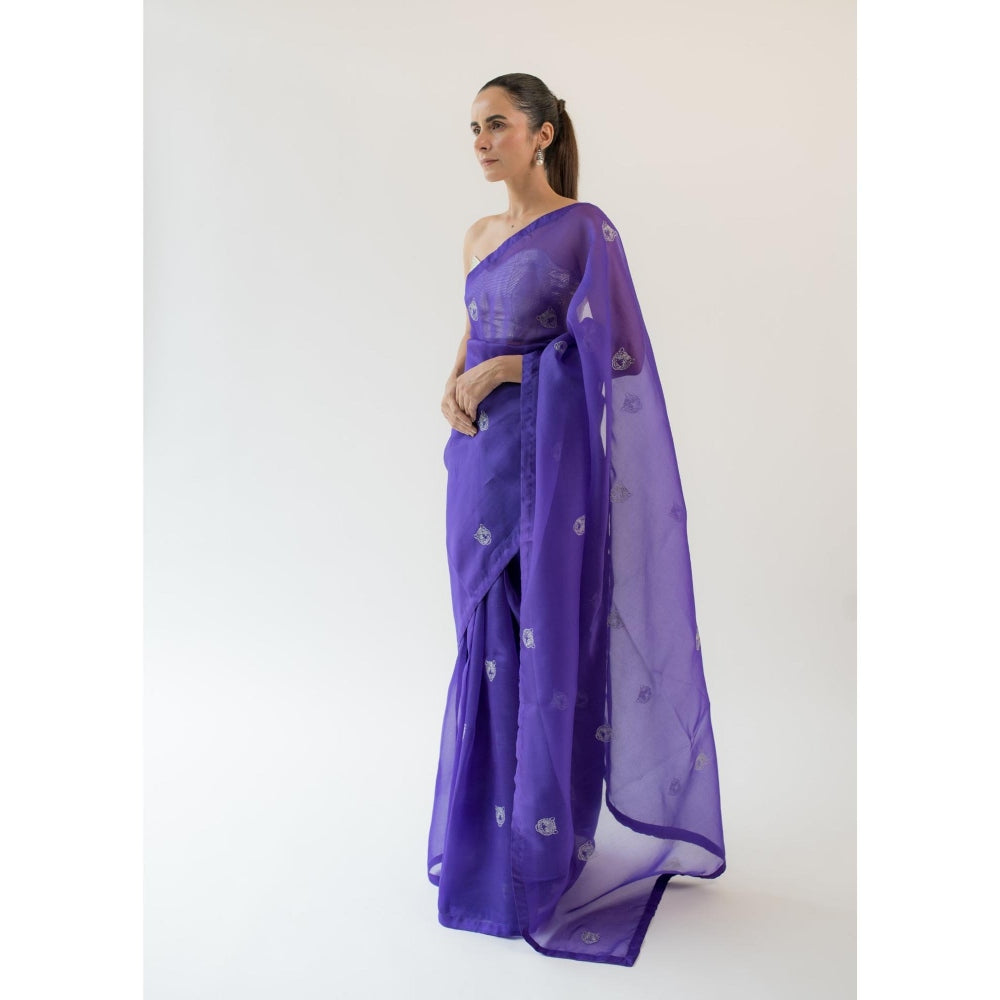 KAPARDARA Royal Purple Sumatran Hand Crafted Saree