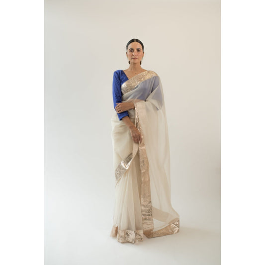 KAPARDARA Ivory Orion Hand Crafted Saree