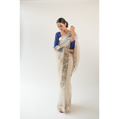 KAPARDARA Ivory Orion Hand Crafted Saree