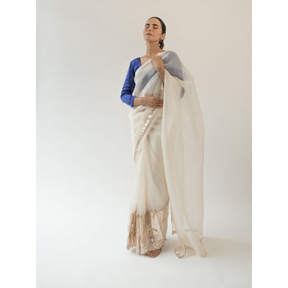 KAPARDARA Ivory Sirius Hand Crafted Saree