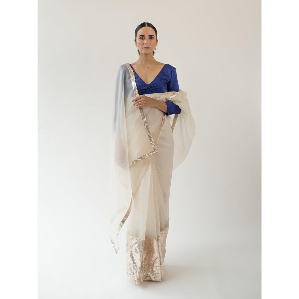 KAPARDARA Ivory Sirius Hand Crafted Saree