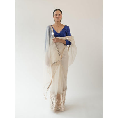 KAPARDARA Ivory Sirius Hand Crafted Saree