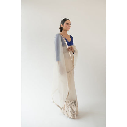 KAPARDARA Ivory Sirius Hand Crafted Saree