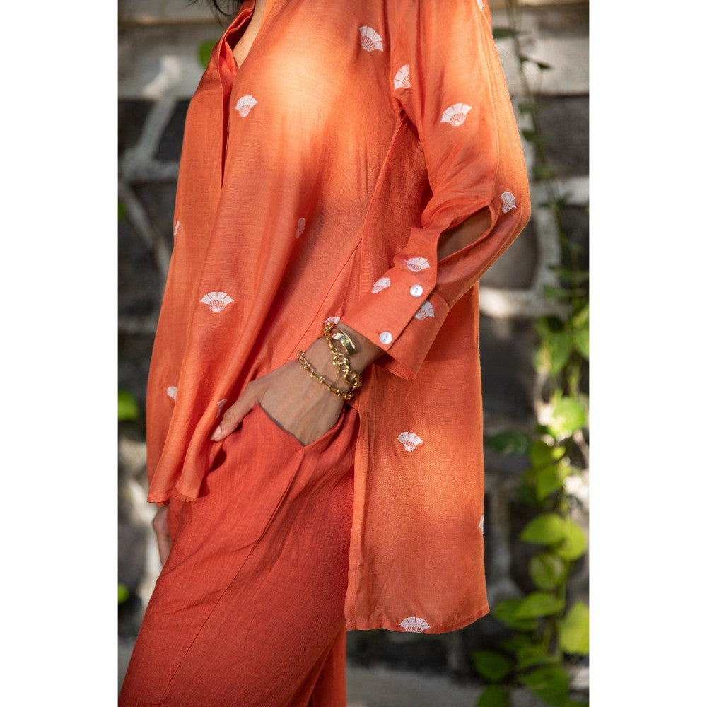 Kapraaha Orange Embroidered Co-Ord (Set of 2)