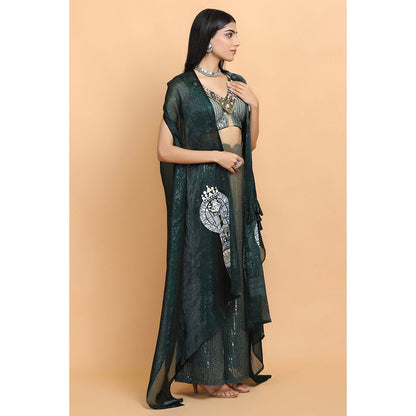 Arpita Sulakshana Emerald Green Cheap Thrills Top Pant with Cape (Set of 3)