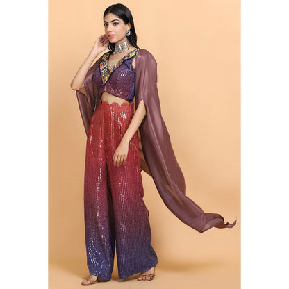Arpita Sulakshana Dusty Mauve Cheap Thrills Top Palazzo with Cape (Set of 3)