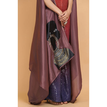 Arpita Sulakshana Dusty Mauve Cheap Thrills Top Palazzo with Cape (Set of 3)