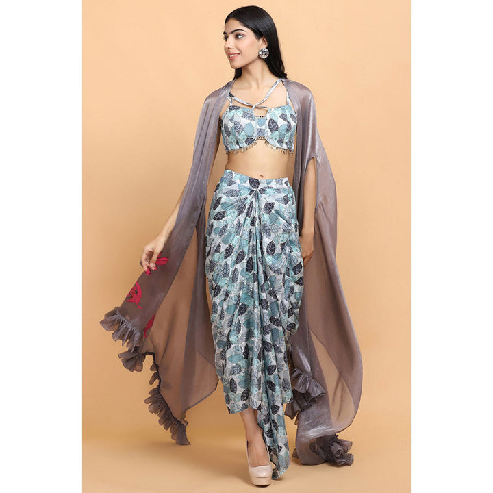 Arpita Sulakshana Printed Cheap Thrills Wrap Skirt Top with Cape (Set of 3)