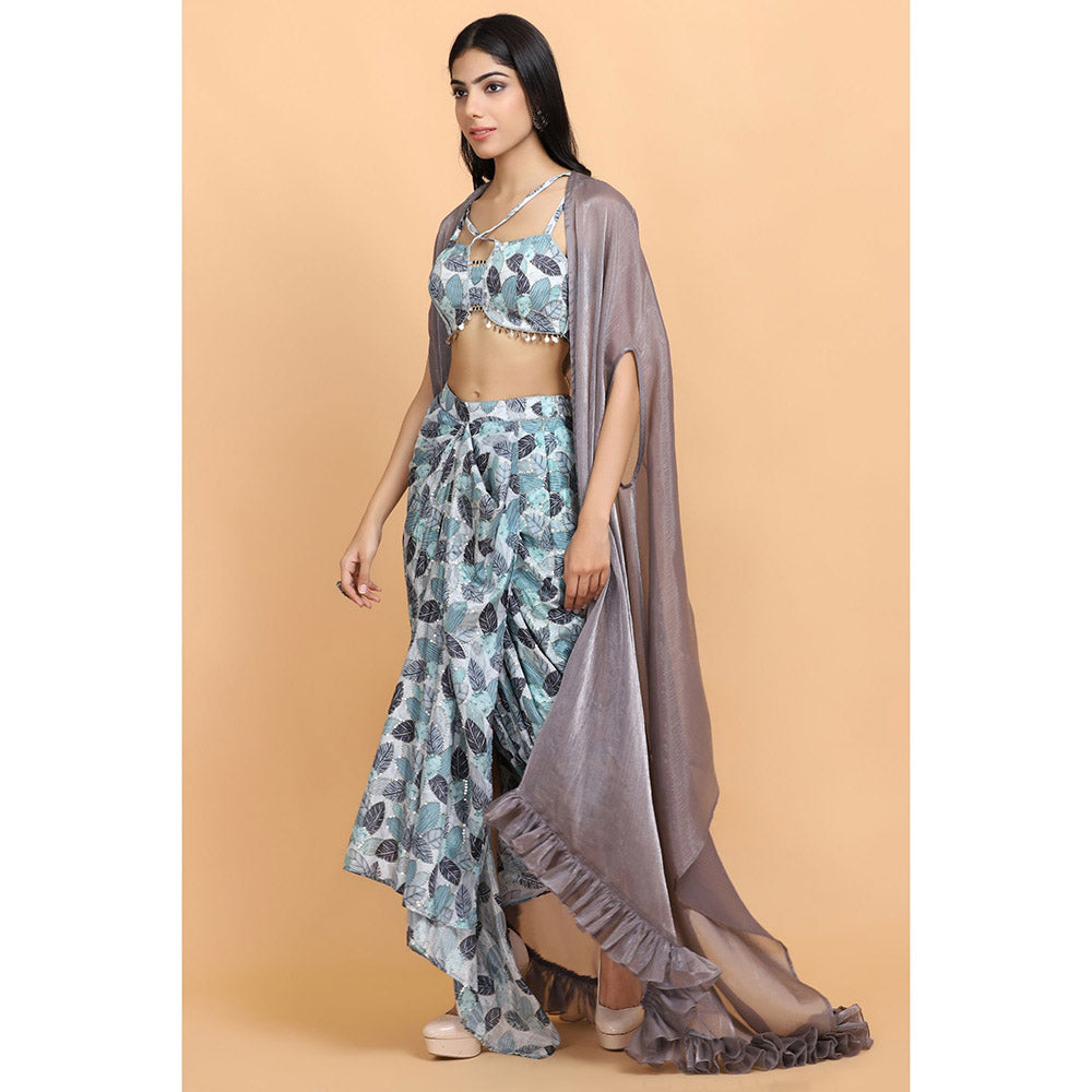 Arpita Sulakshana Printed Cheap Thrills Wrap Skirt Top with Cape (Set of 3)