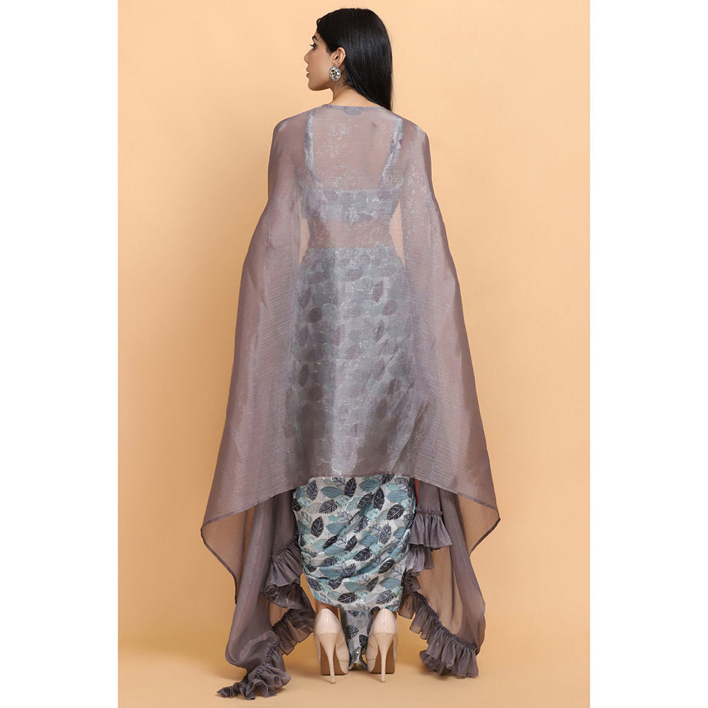 Arpita Sulakshana Printed Cheap Thrills Wrap Skirt Top with Cape (Set of 3)