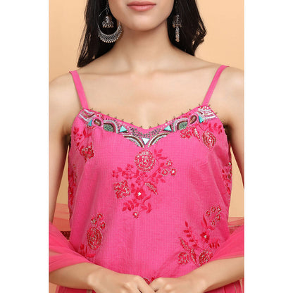 Arpita Sulakshana Raspberry Pink Kurta Sharara with Dupatta (Set of 3)