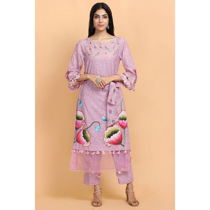 Arpita Sulakshana Lilac Handpainted Kurta Pant with Dupatta (Set of 3)