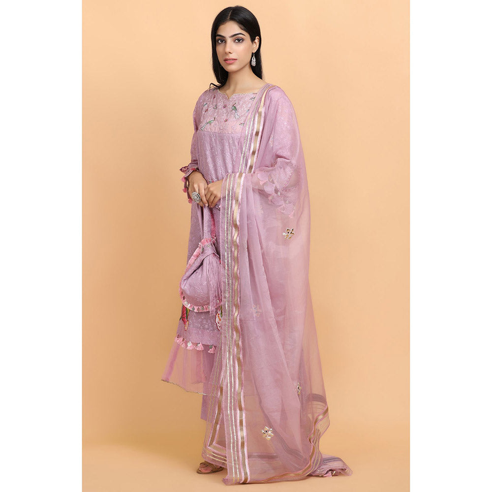 Arpita Sulakshana Lilac Handpainted Kurta Pant with Dupatta (Set of 3)