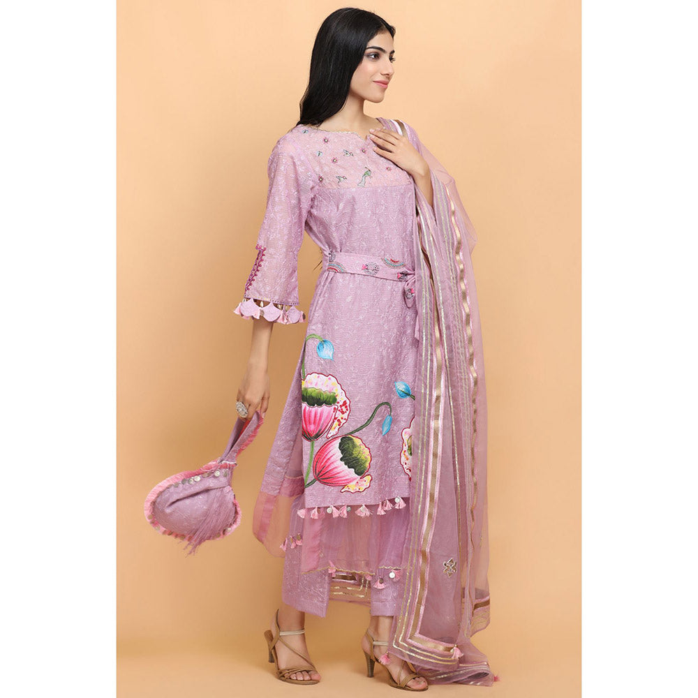 Arpita Sulakshana Lilac Handpainted Kurta Pant with Dupatta (Set of 3)