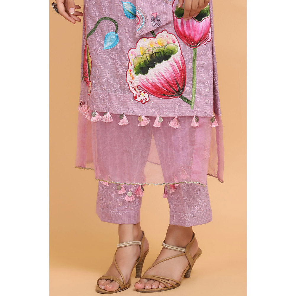Arpita Sulakshana Lilac Handpainted Kurta Pant with Dupatta (Set of 3)