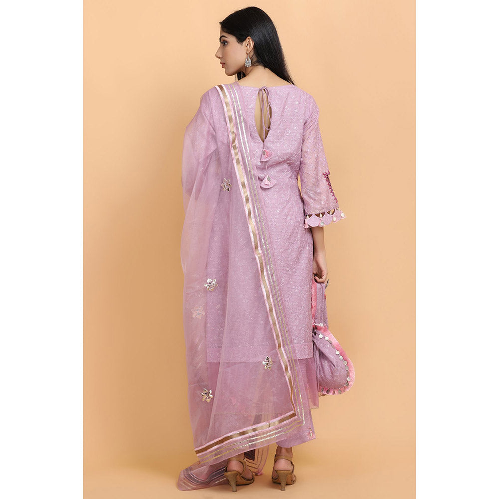 Arpita Sulakshana Lilac Handpainted Kurta Pant with Dupatta (Set of 3)