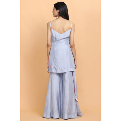 Arpita Sulakshana Ice Blue Silk Kurta Sharara with Dupatta (Set of 3)