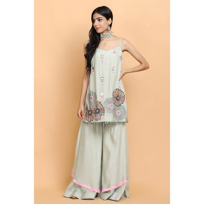 Arpita Sulakshana Sea Green Kurta Sharara with Dupatta (Set of 3)