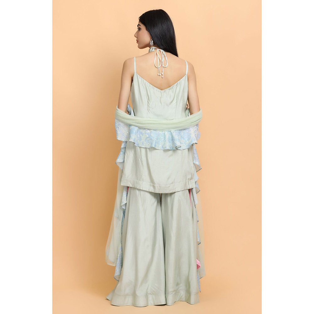 Arpita Sulakshana Sea Green Kurta Sharara with Dupatta (Set of 3)