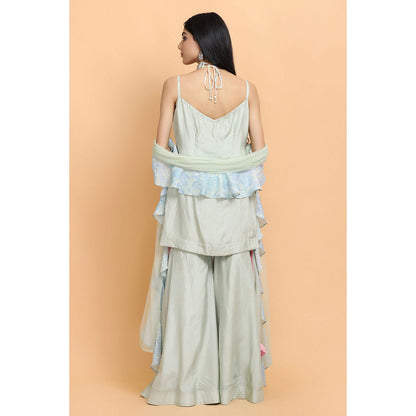 Arpita Sulakshana Sea Green Kurta Sharara with Dupatta (Set of 3)
