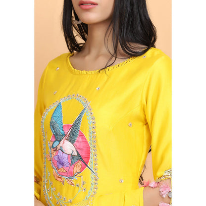 Arpita Sulakshana Parrot Chanderi Kurta Pant with Dupatta (Set of 3)