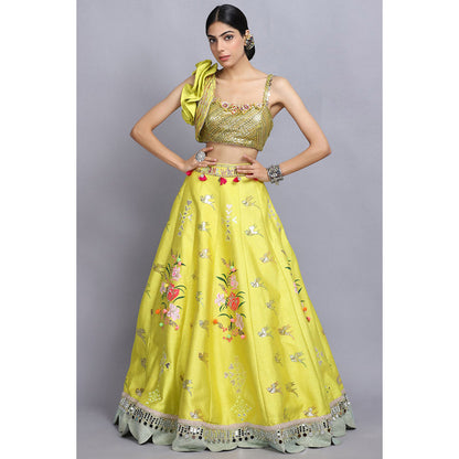 Arpita Sulakshana Signature Handpainted Lehenga Blouse and Dupatta (Set of 3)