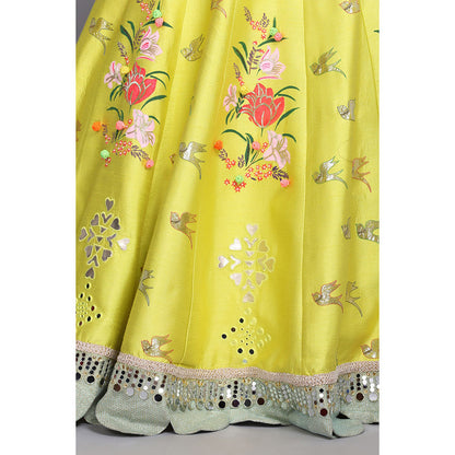 Arpita Sulakshana Signature Handpainted Lehenga Blouse and Dupatta (Set of 3)