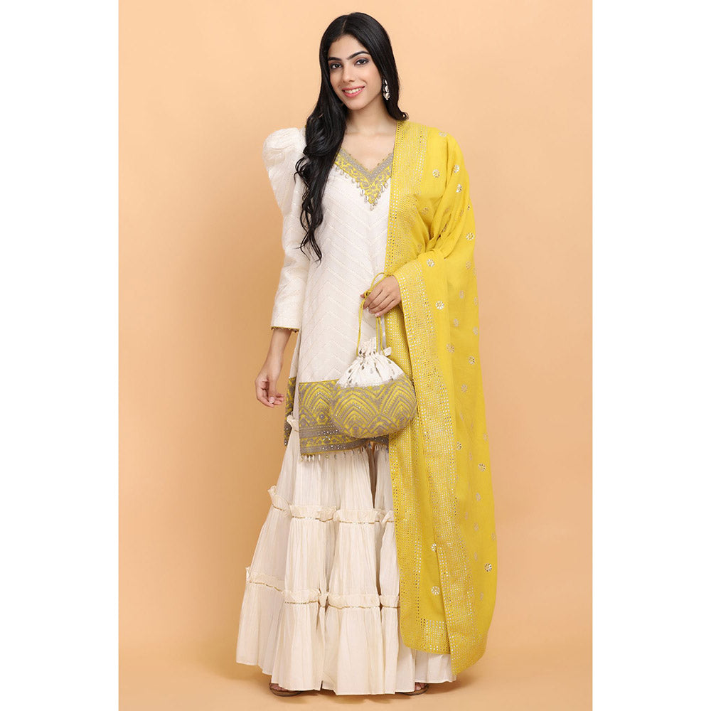 Arpita Sulakshana Off White Kurta Sharara with Dupatta (Set of 3)