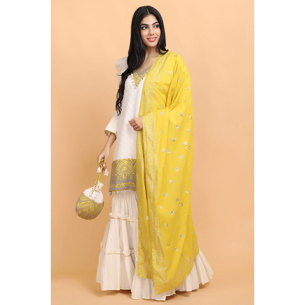 Arpita Sulakshana Off White Kurta Sharara with Dupatta (Set of 3)