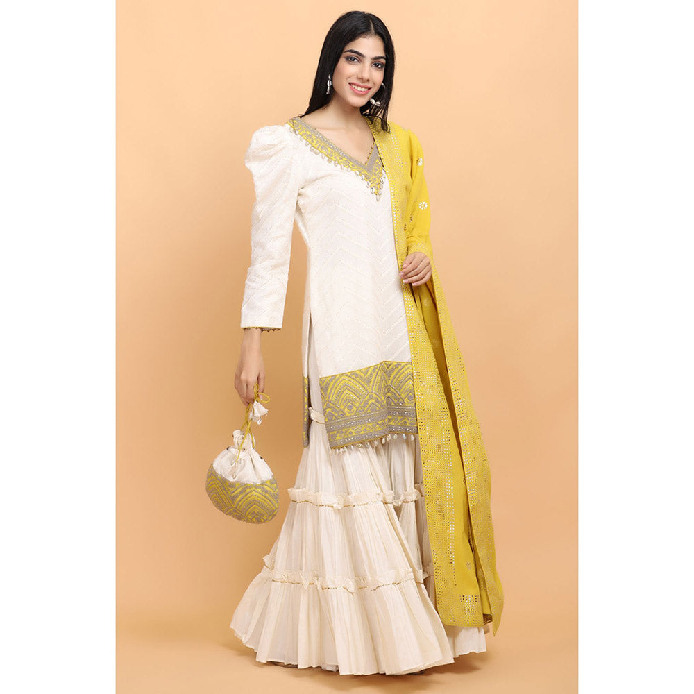 Arpita Sulakshana Off White Kurta Sharara with Dupatta (Set of 3)
