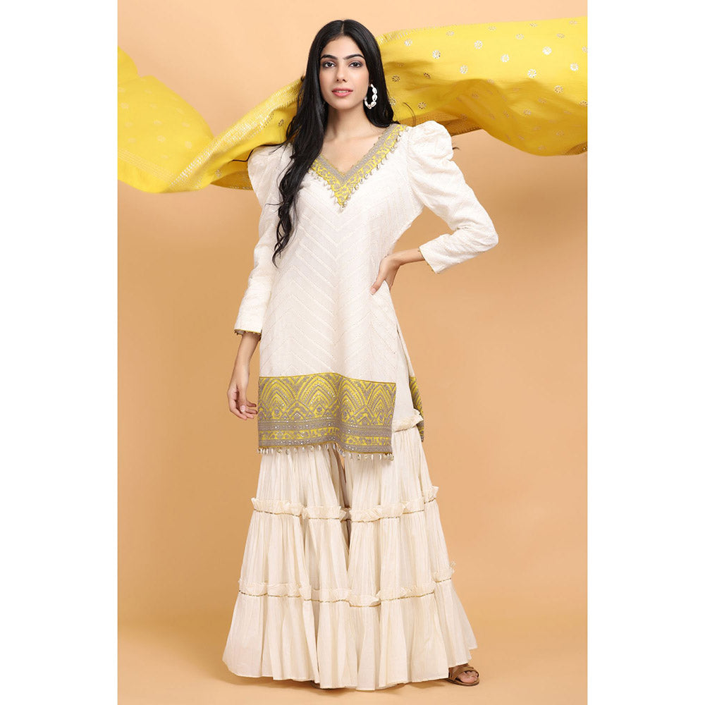 Arpita Sulakshana Off White Kurta Sharara with Dupatta (Set of 3)