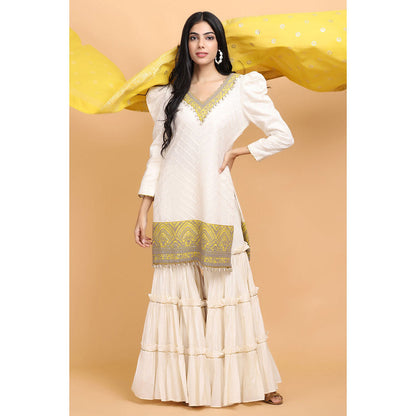 Arpita Sulakshana Off White Kurta Sharara with Dupatta (Set of 3)
