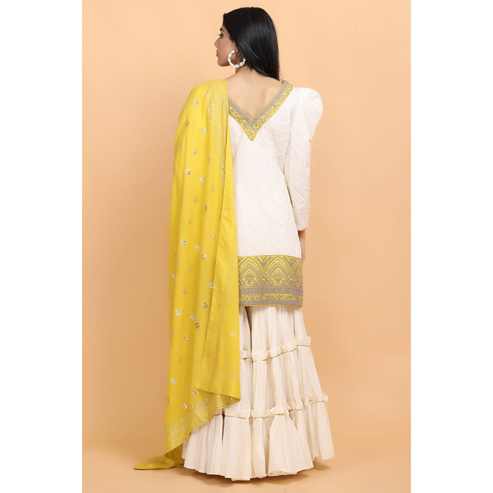 Arpita Sulakshana Off White Kurta Sharara with Dupatta (Set of 3)
