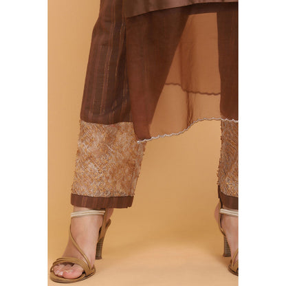 Arpita Sulakshana Brown Chanderi Silk Kurta Pant with Dupatta (Set of 3)