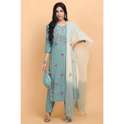 Arpita Sulakshana Blue Umbrella Kurta Pant with Dupatta (Set of 3)