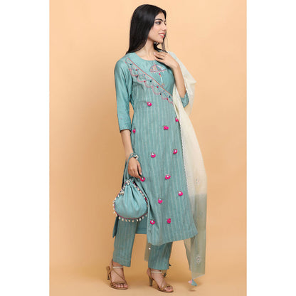 Arpita Sulakshana Blue Umbrella Kurta Pant with Dupatta (Set of 3)