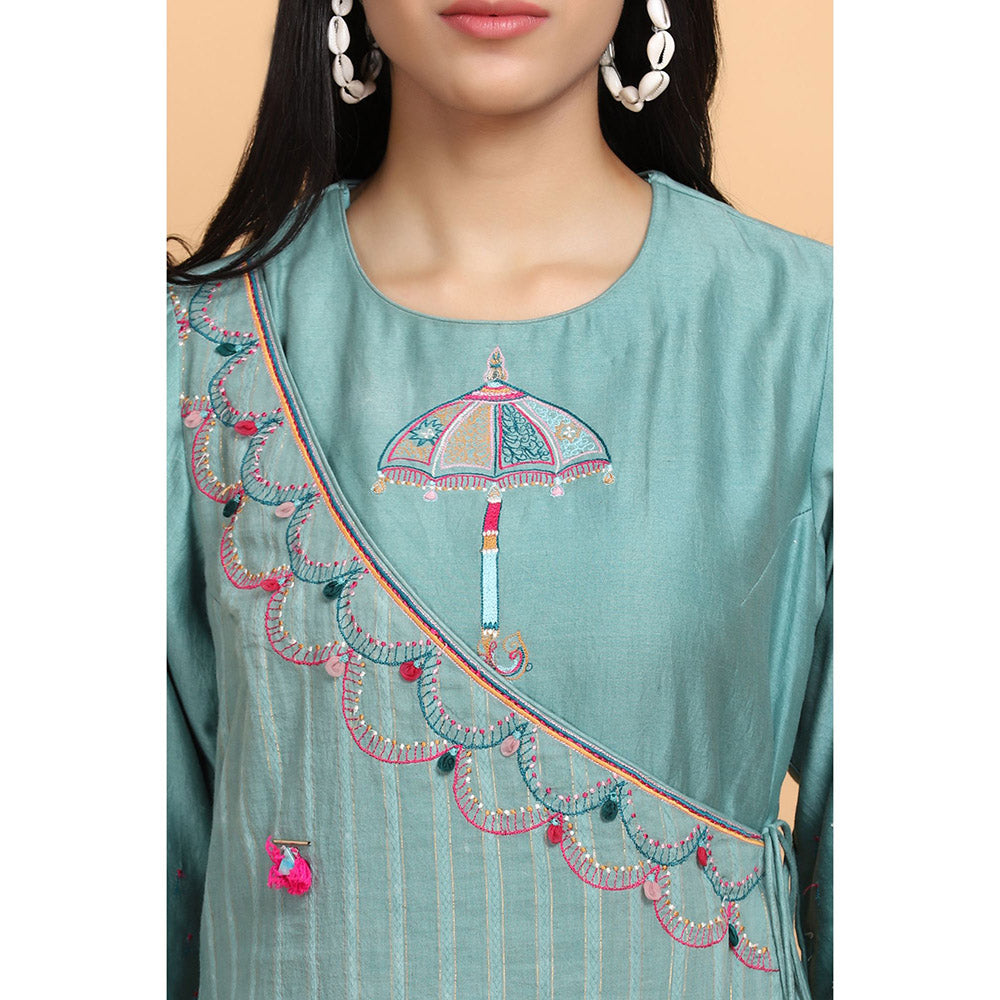 Arpita Sulakshana Blue Umbrella Kurta Pant with Dupatta (Set of 3)